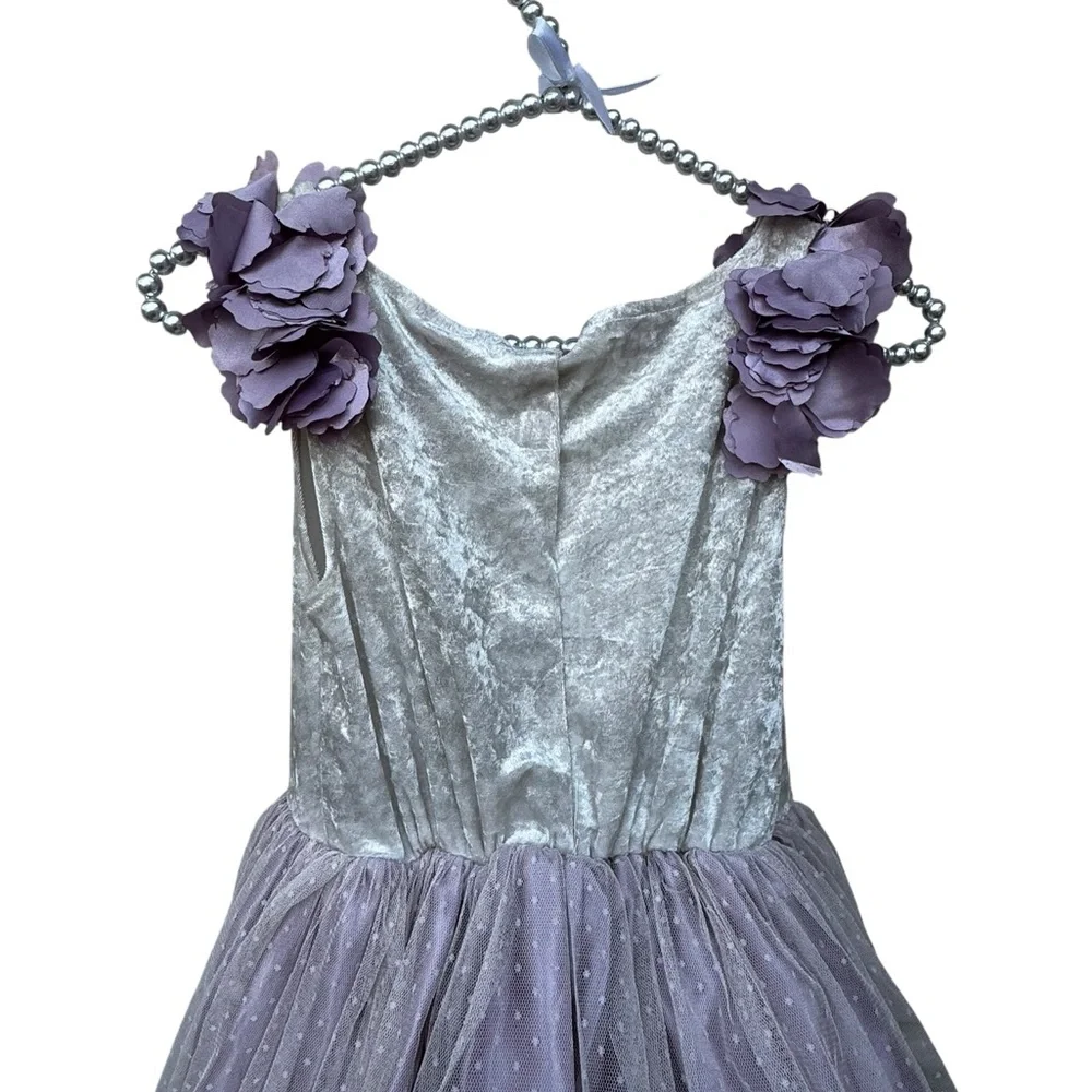 Elegant Purple and Silver Kids Renaissance Costume Dress